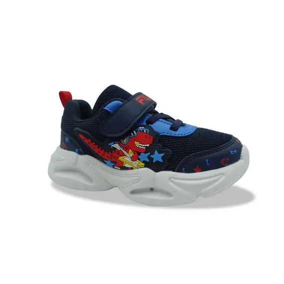FILA Dino Velcro Lights – Navy / Red